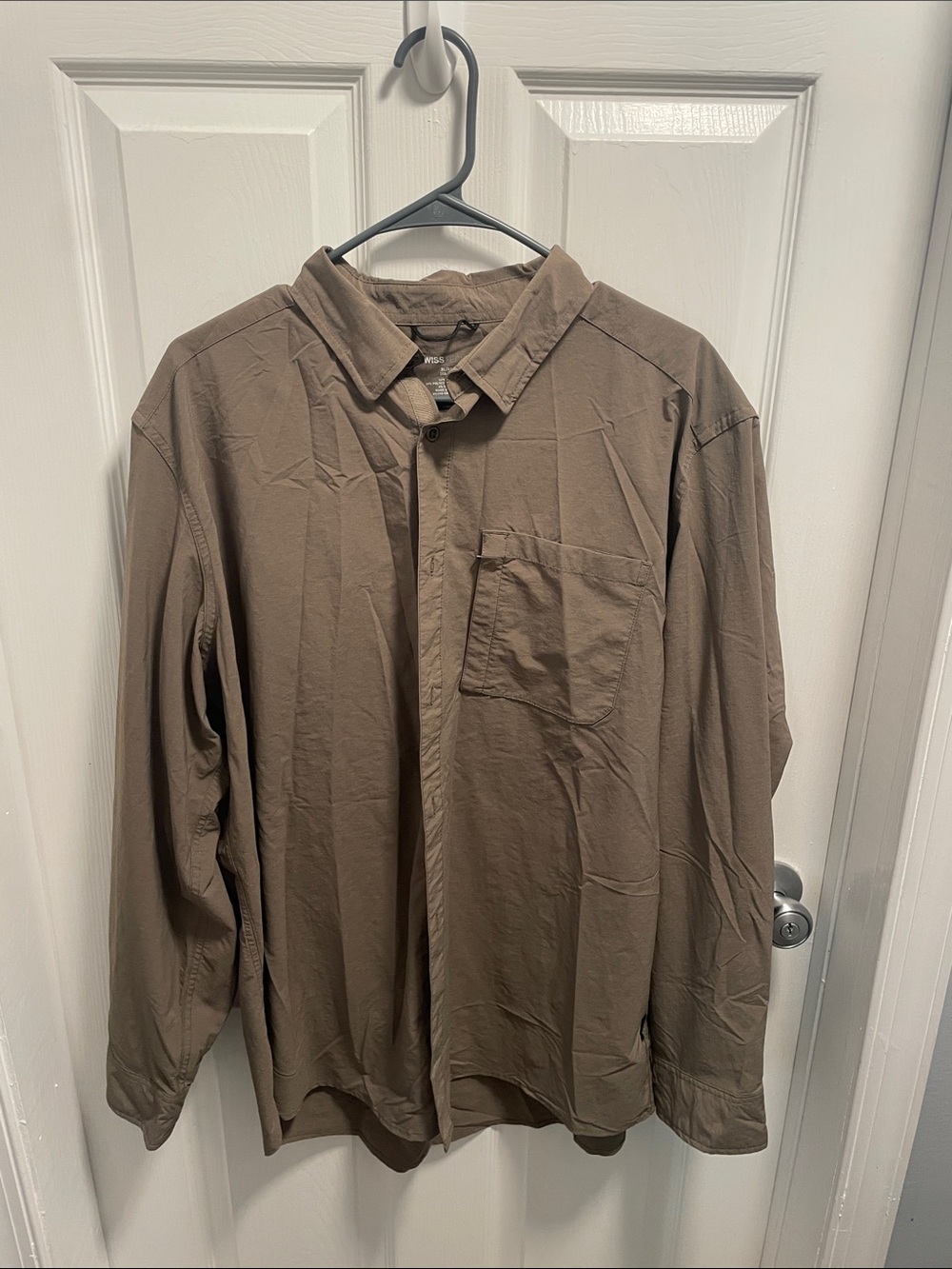 Swiss Tech Men's Long Sleeve Dress Shirt - Taupe Brown
